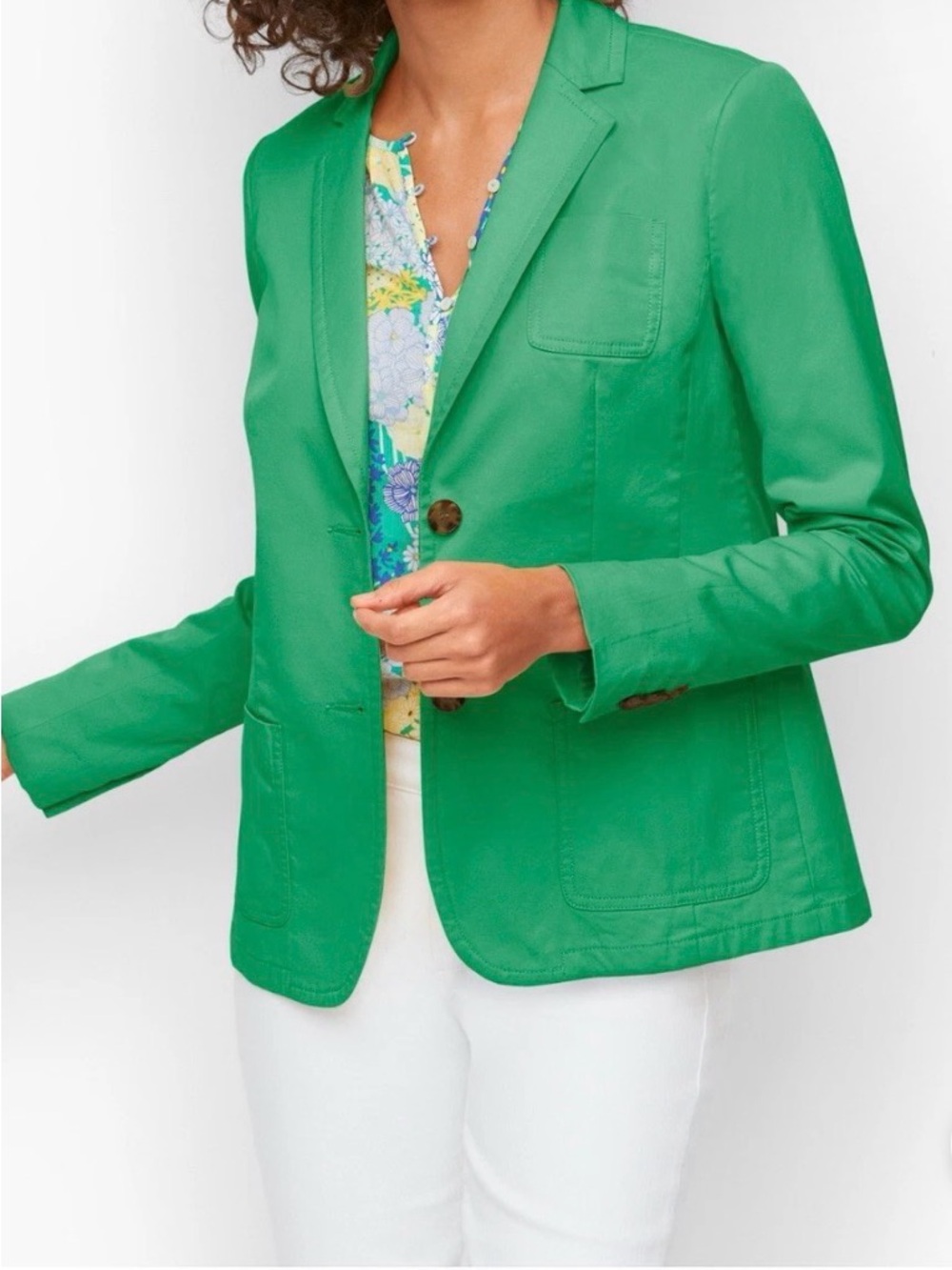 Talbots Bright Green Cotton Blazer